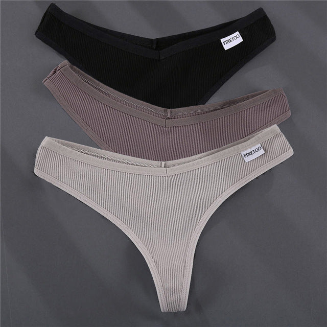 3PCS/Set G-string Panties Cotton Women&#39;s Underwear Sexy Panties
