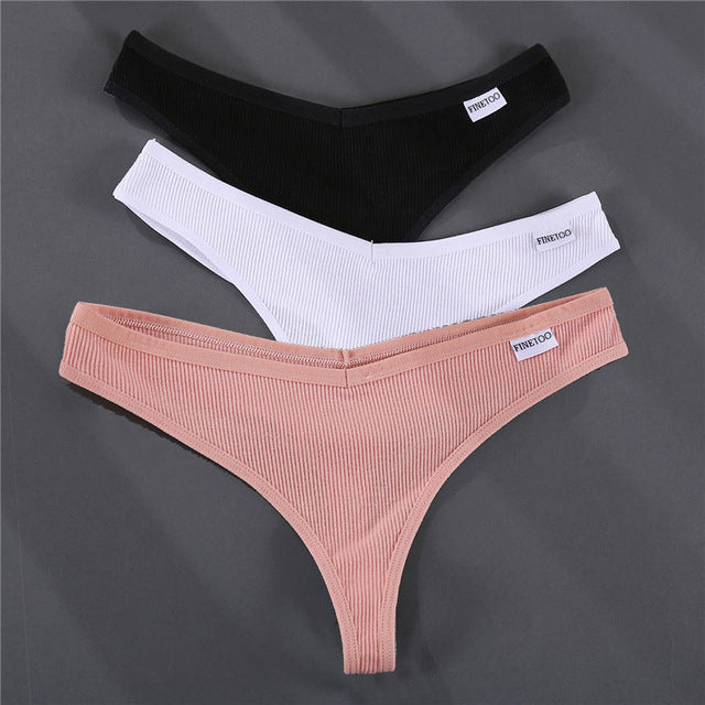 3PCS/Set G-string Panties Cotton Women&#39;s Underwear Sexy Panties