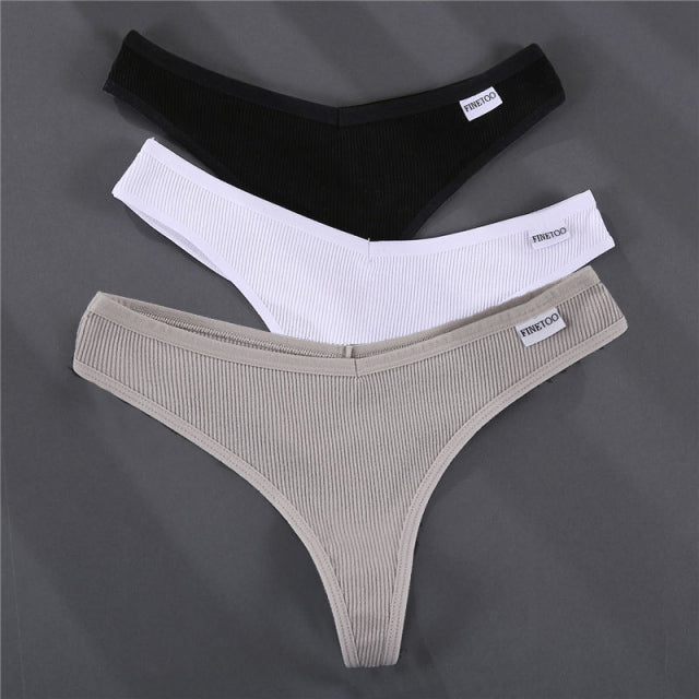 3PCS/Set G-string Panties Cotton Women&#39;s Underwear Sexy Panties