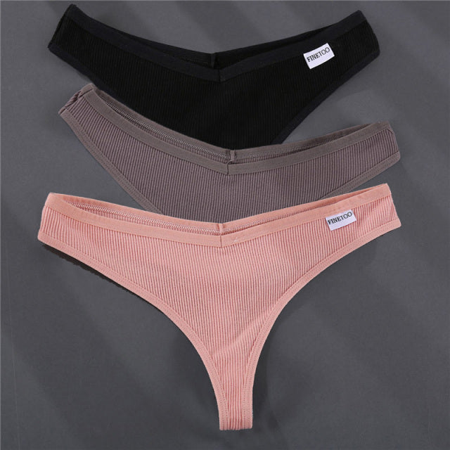 3PCS/Set G-string Panties Cotton Women&#39;s Underwear Sexy Panties