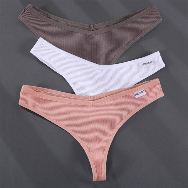 3PCS/Set G-string Panties Cotton Women&#39;s Underwear Sexy Panties