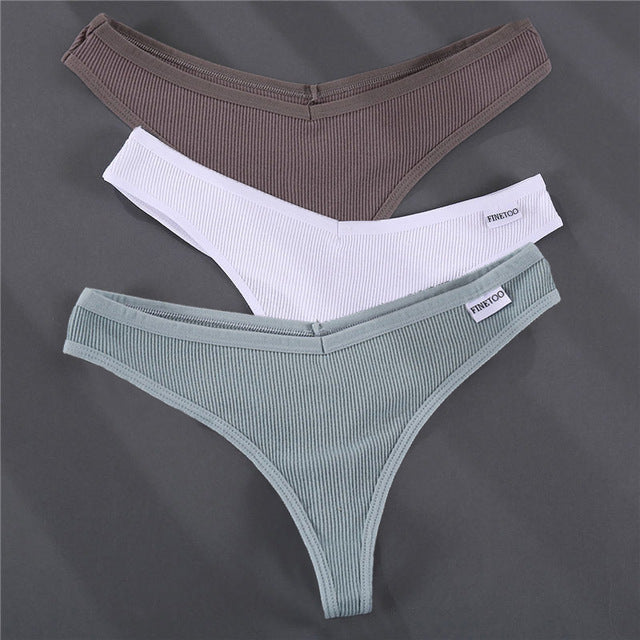 3PCS/Set G-string Panties Cotton Women&#39;s Underwear Sexy Panties