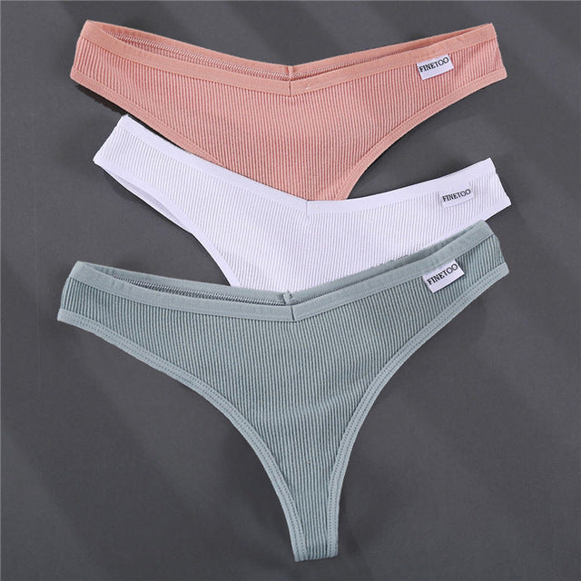 3PCS/Set G-string Panties Cotton Women&#39;s Underwear Sexy Panties