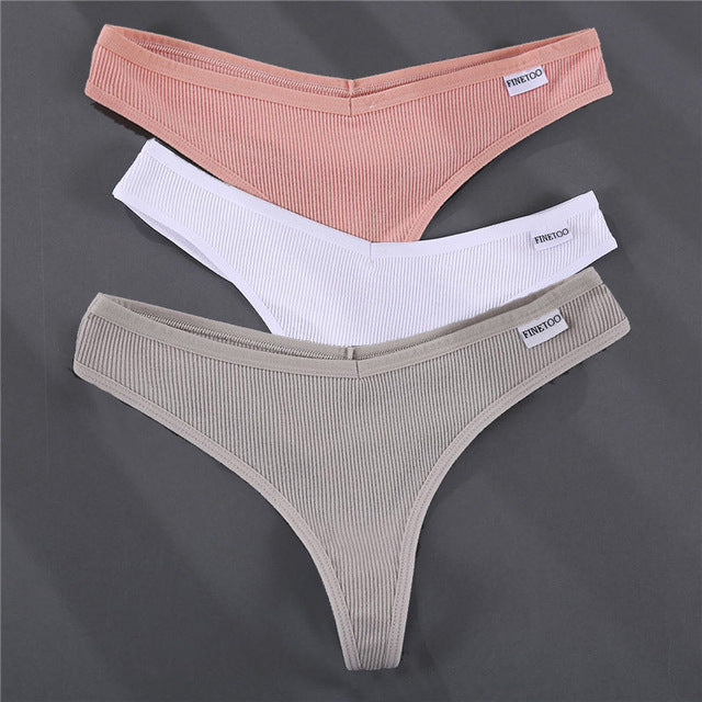 3PCS/Set G-string Panties Cotton Women&#39;s Underwear Sexy Panties
