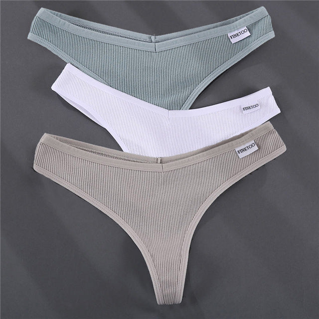 3PCS/Set G-string Panties Cotton Women&#39;s Underwear Sexy Panties