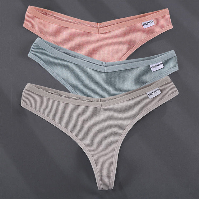 3PCS/Set G-string Panties Cotton Women&#39;s Underwear Sexy Panties