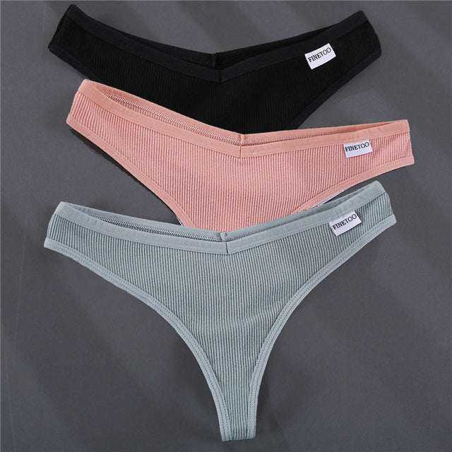 3PCS/Set G-string Panties Cotton Women&#39;s Underwear Sexy Panties