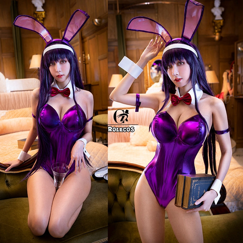 ROLECOS Utaha Kasumigaoka Cosplay Costume Bunny Girl Sexy Jumpsuit Women Purple Costume Saenai Heroine no Sodatekata Cos Rompers