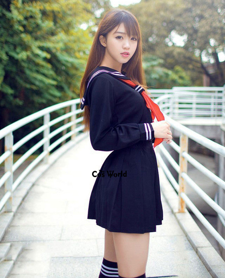 School Uniform Girls Sailor Suit Formal College Outfits Sweet Fashion Jk Sets Long Mid Short Skirt