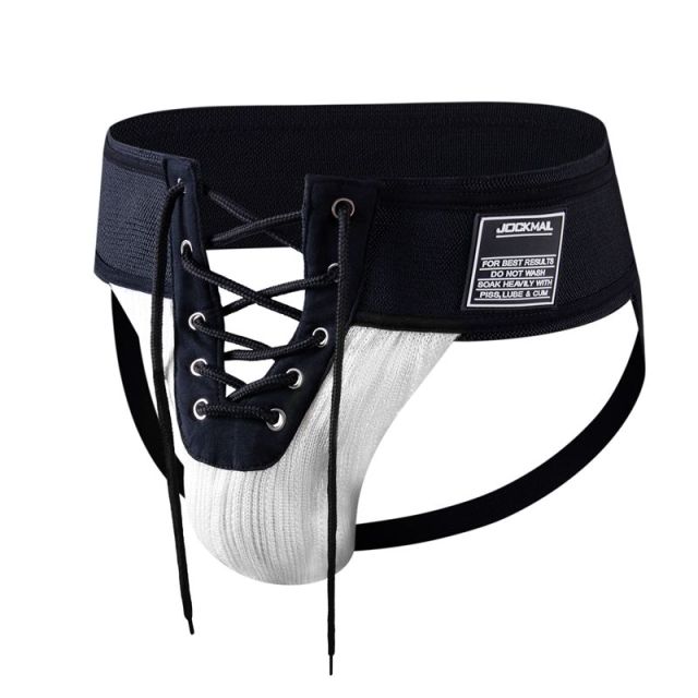 JOCKMAIL Jockstrap Sexy Thongs Athletic Supporters for Men ,Lace Up jock Strap,Lacing Penis Pouch String Open Gay Underwear