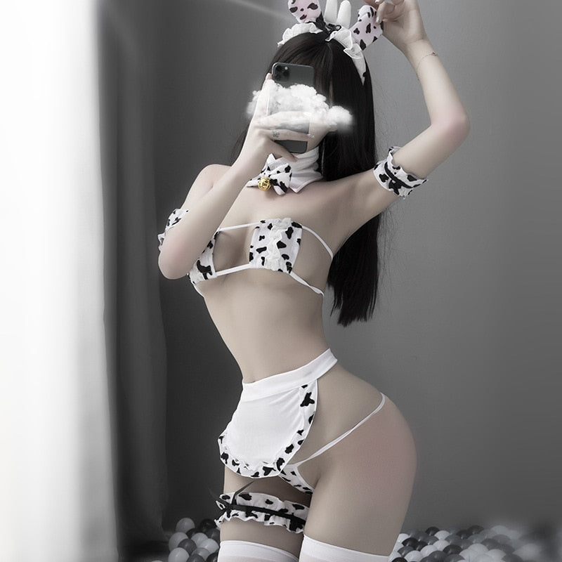 Japanese Sexy Lingerie Sexy Cute Cow Wind Style Cosplay Sexy Three-point Passion Uniform Temptation Suit Sao Christmas Lingerie