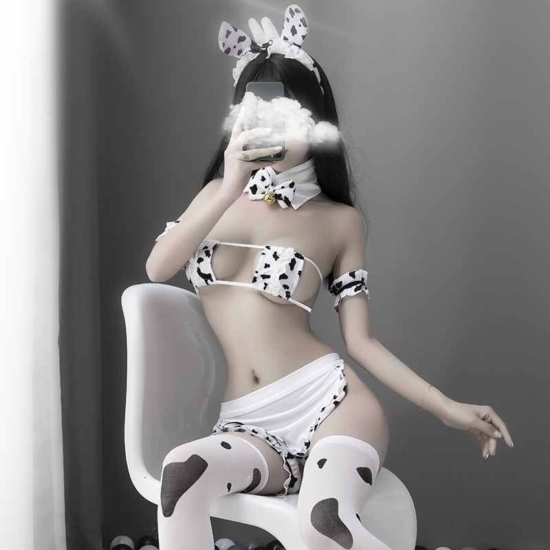 Japanese Sexy Lingerie Sexy Cute Cow Wind Style Cosplay Sexy Three-point Passion Uniform Temptation Suit Sao Christmas Lingerie