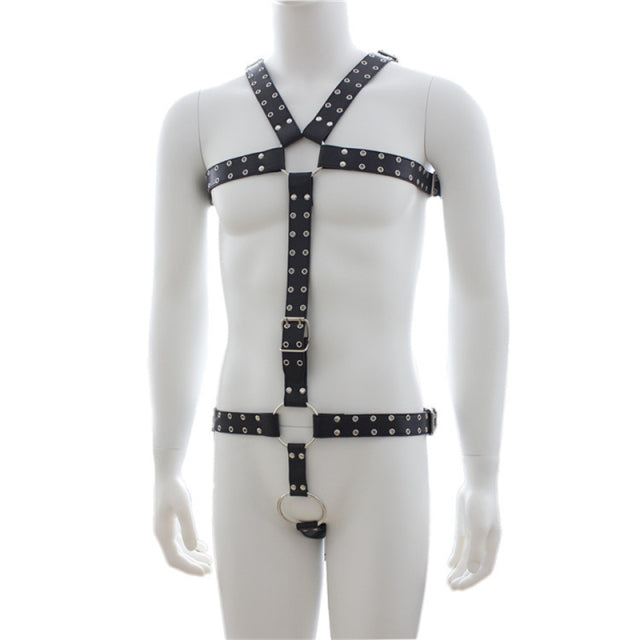 Gay Body Bondage Harness Men Fetish Leather Lingerie Sexual Chest Harness Belt Strap Punk Rave Gay Costumes for Adult Sex