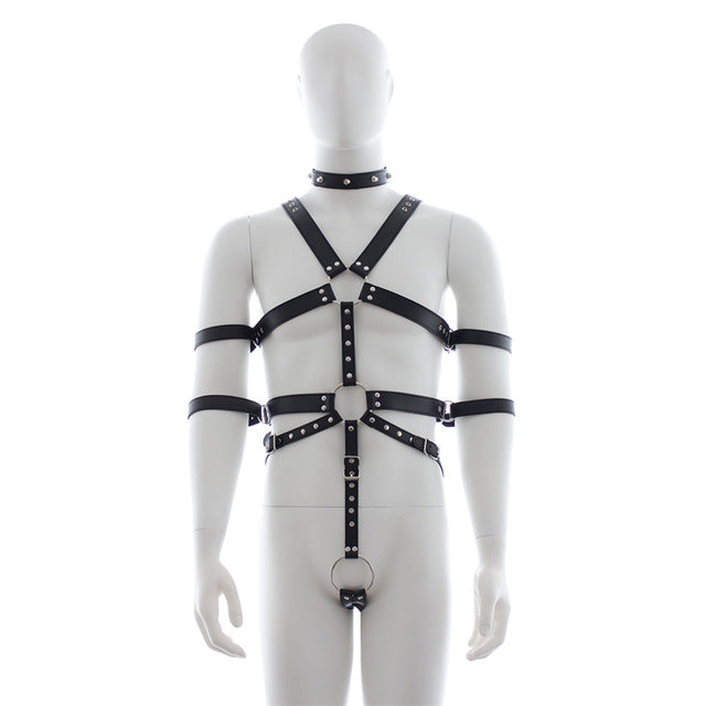Gay Body Bondage Harness Men Fetish Leather Lingerie Sexual Chest Harness Belt Strap Punk Rave Gay Costumes for Adult Sex