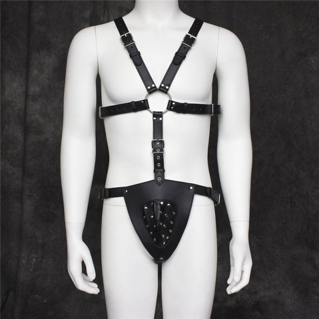 Gay Body Bondage Harness Men Fetish Leather Lingerie Sexual Chest Harness Belt Strap Punk Rave Gay Costumes for Adult Sex