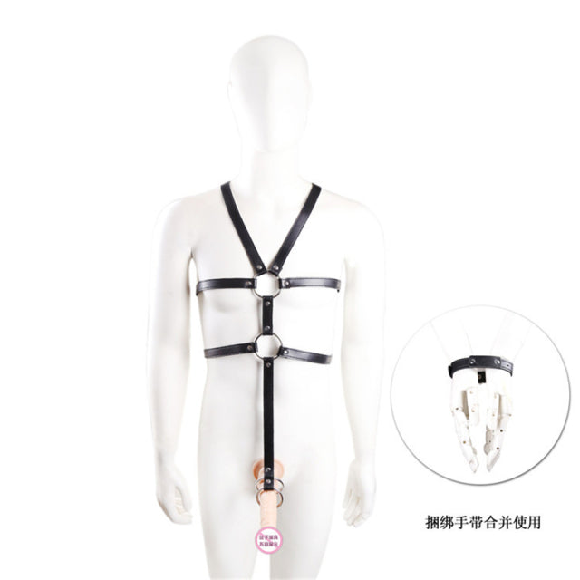 Gay Body Bondage Harness Men Fetish Leather Lingerie Sexual Chest Harness Belt Strap Punk Rave Gay Costumes for Adult Sex