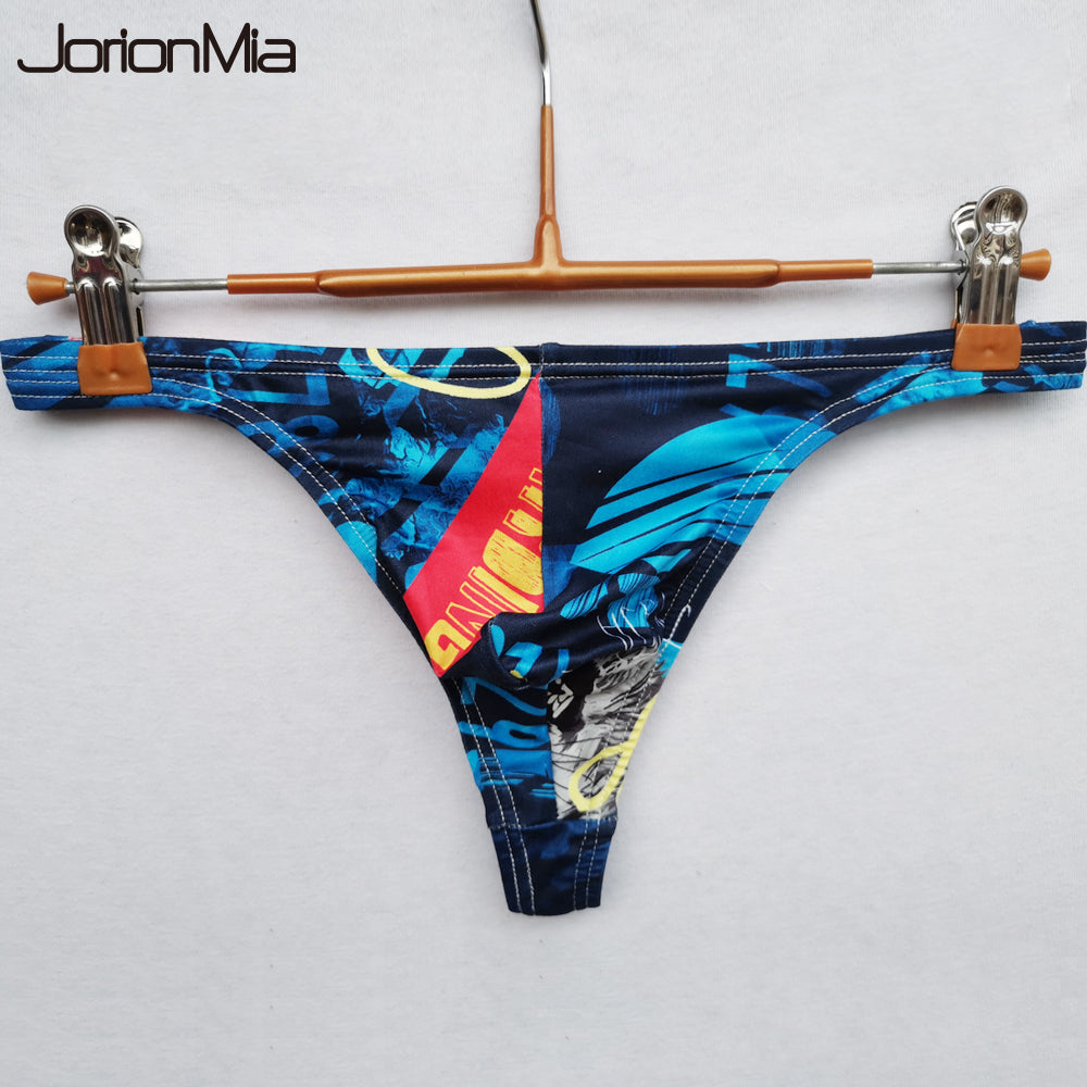 Fashion Print Mens Thongs And G Strings Low Rise Brief Penis Hipster Men Briefs Sexy Thongs Breathable Thong