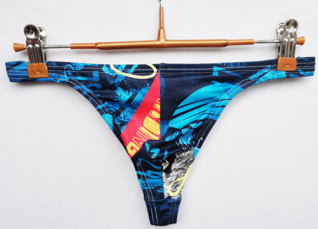 Fashion Print Mens Thongs And G Strings Low Rise Brief Penis Hipster Men Briefs Sexy Thongs Breathable Thong