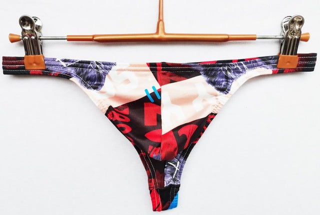 Fashion Print Mens Thongs And G Strings Low Rise Brief Penis Hipster Men Briefs Sexy Thongs Breathable Thong
