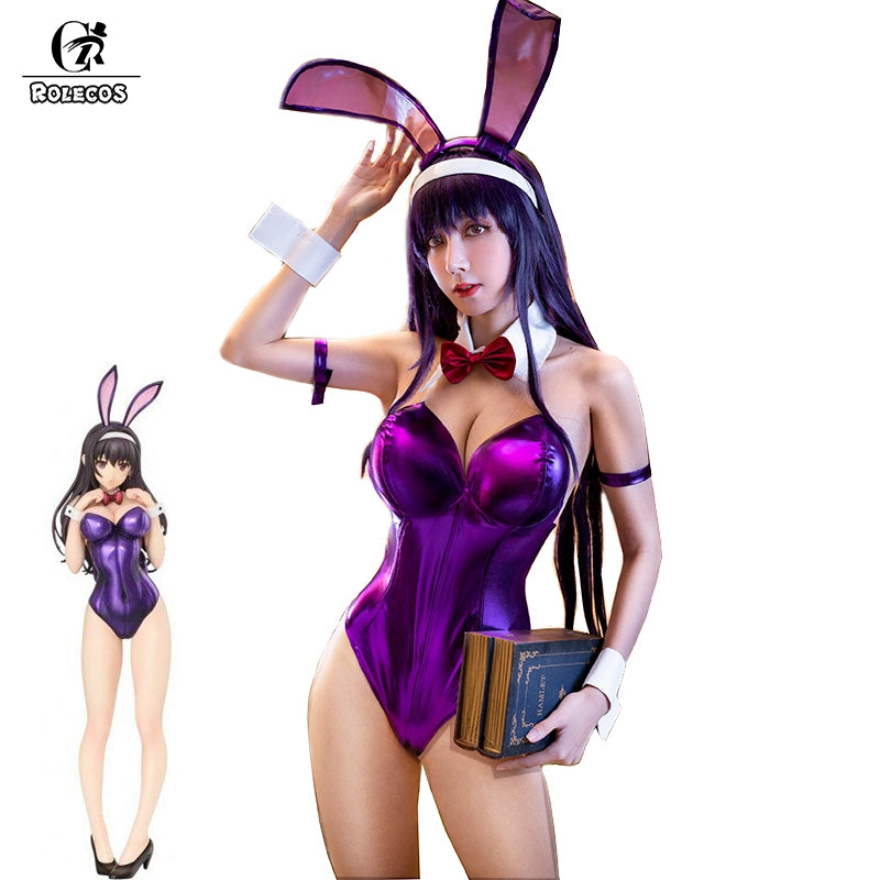 ROLECOS Utaha Kasumigaoka Cosplay Costume Bunny Girl Sexy Jumpsuit Women Purple Costume Saenai Heroine no Sodatekata Cos Rompers