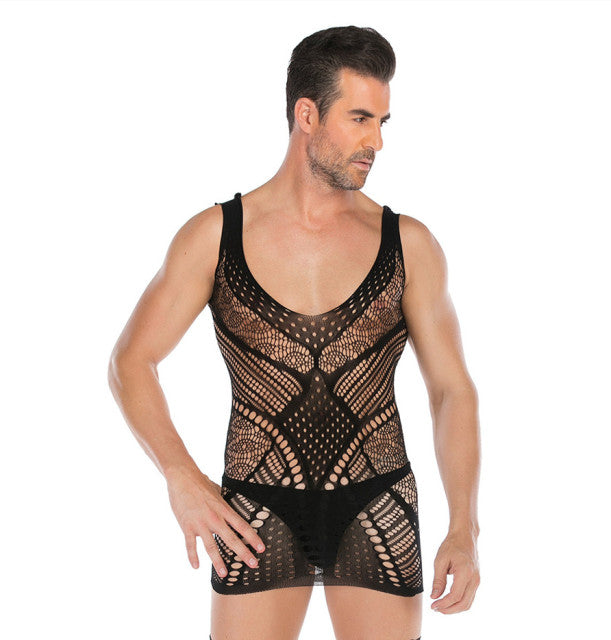 sexy lingerie mesh teddy man netting body stocking hot porno cosplay fun underwear sexy costumes intimates man hose bodysuits
