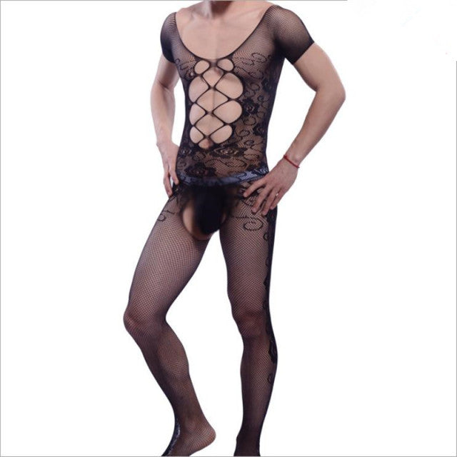 sexy lingerie mesh teddy man netting body stocking hot porno cosplay fun underwear sexy costumes intimates man hose bodysuits