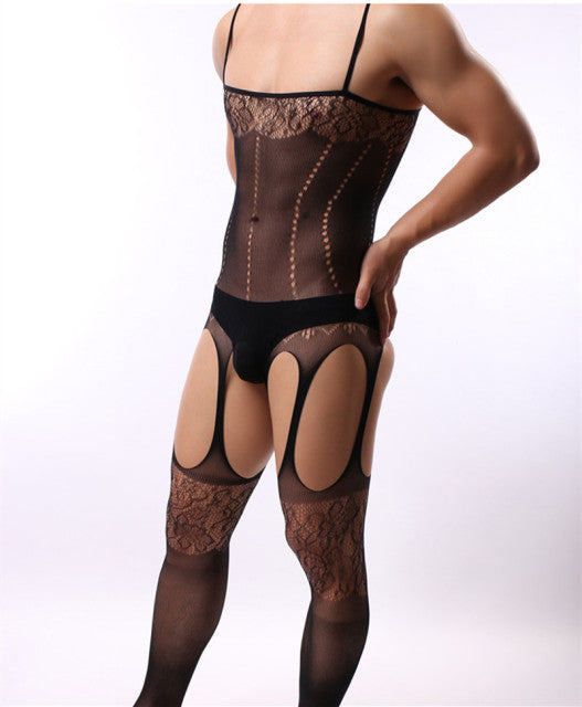 sexy lingerie mesh teddy man netting body stocking hot porno cosplay fun underwear sexy costumes intimates man hose bodysuits