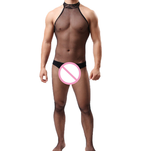 sexy lingerie mesh teddy man netting body stocking hot porno cosplay fun underwear sexy costumes intimates man hose bodysuits