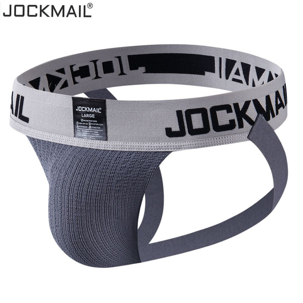 JOCKMAIL Men Jockstrap Athletic Supporter Underwear Gym Workout Strap Brief W/ Stretch Mesh Pouch Sexy Gay Men Underwear