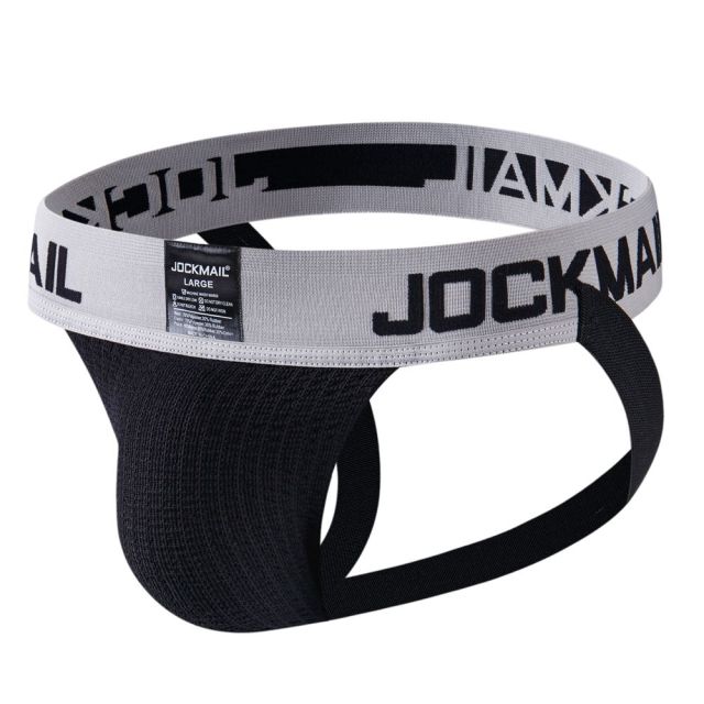 JOCKMAIL Men Jockstrap Athletic Supporter Underwear Gym Workout Strap Brief W/ Stretch Mesh Pouch Sexy Gay Men Underwear