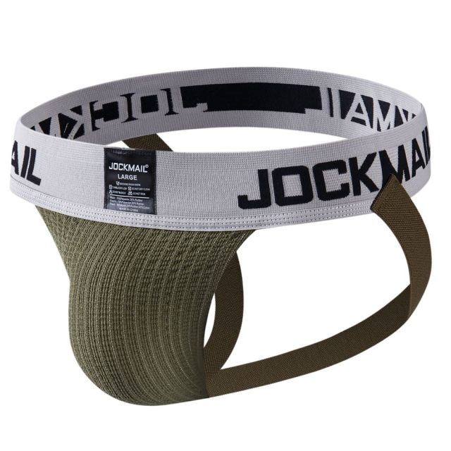JOCKMAIL Men Jockstrap Athletic Supporter Underwear Gym Workout Strap Brief W/ Stretch Mesh Pouch Sexy Gay Men Underwear