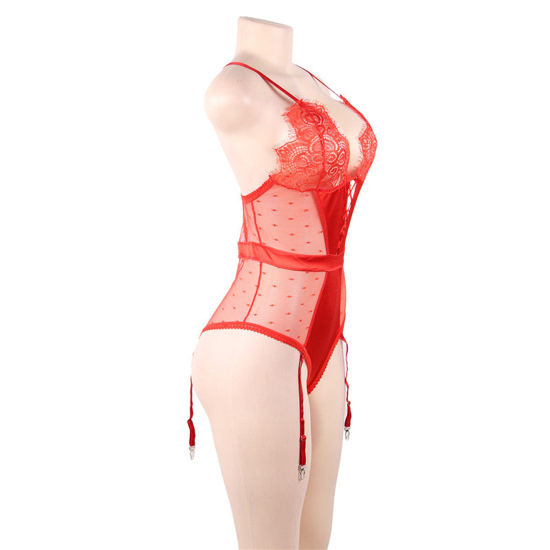 Ohyeahlady Lace Lingerie Bodysuit Satin Lace Stitching Porno Lingerie Plus Size Body Dentelle Sexy Teddy Lingerie