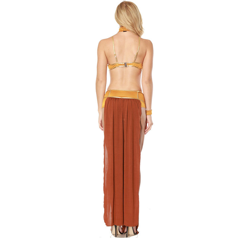 Cosplay Costumes Princess Leia Slave Bra+Skirt Black &amp; Brown Women Sexy Party Anime Halloween Costume Egyptian Style