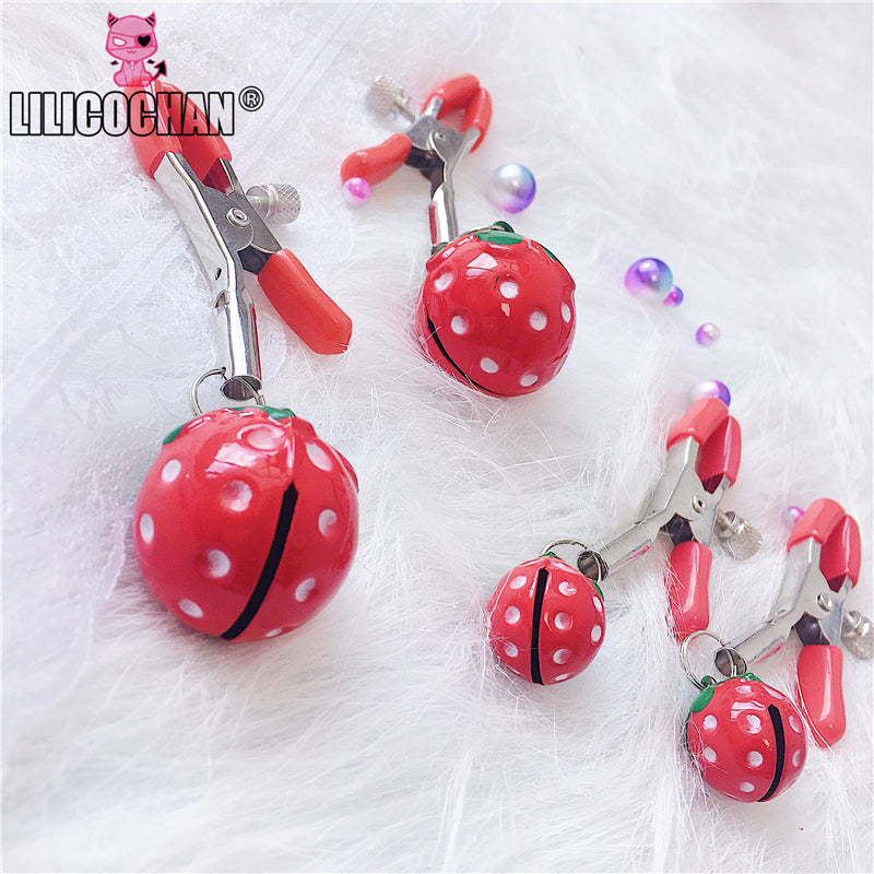 Red Strawberry Women Sexy Cute Adjustable Nipple Clamp Breast Toys Handmade 1 Pair For Couples Cosplay Costumes Accessories New