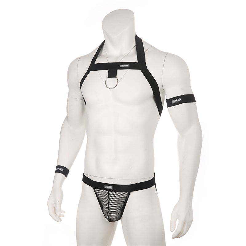 Men Chest Harness Set Mesh Thong Sexy Underwear Panties Bondage Club Stage Jockstrap Erotic Lingerie arnes hombre Suits Costume