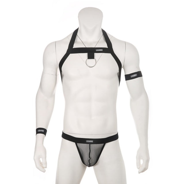 Men Chest Harness Set Mesh Thong Sexy Underwear Panties Bondage Club Stage Jockstrap Erotic Lingerie arnes hombre Suits Costume