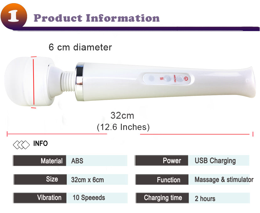 Huge Magic Wand Vibrators for women, USB Charge Big AV Stick Female G Spot Massager Clitoris Stimulator Adult Sex Toys for Woman