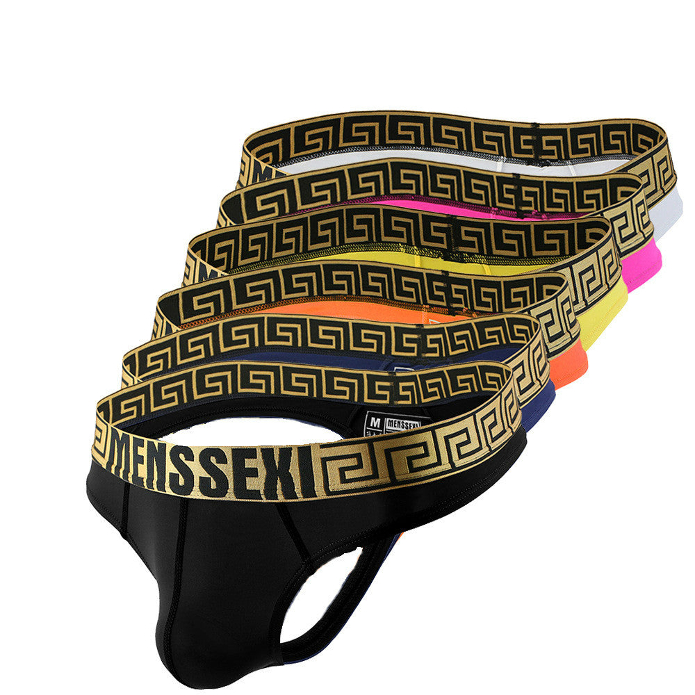 Men Breathable Seamless Underwear Jockstrap Sexy Double Underwear G-Strings &amp; Thongs Mens Briefs Sexy Buttocks Hollow Thong
