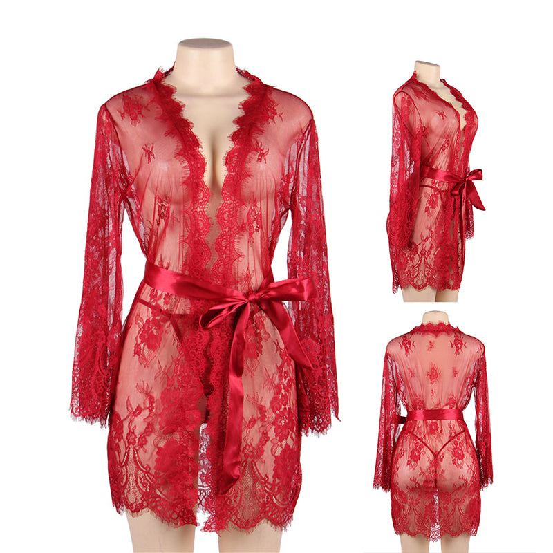 Comeondear Long Sleeve Bride Silk Robe Set Women Plus Size Nightgown For Full Sexy Bathrobe Robe Bride Lenceria Eroticos Mujer