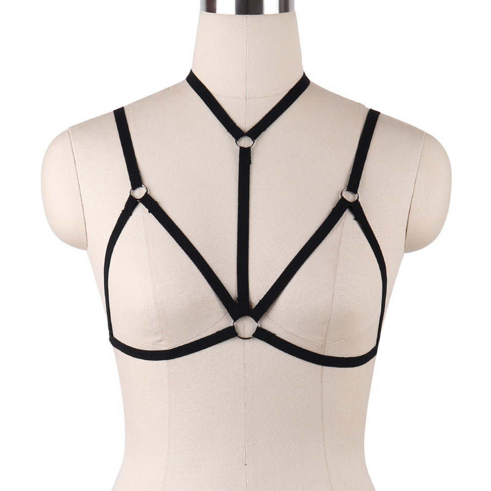 JLX.HARNESS Sexy Ladies Women Body Harness Bra Fetish Chest Bondage Lingerie Erotic Cage Bra Gothic Garter Belt Suspenders