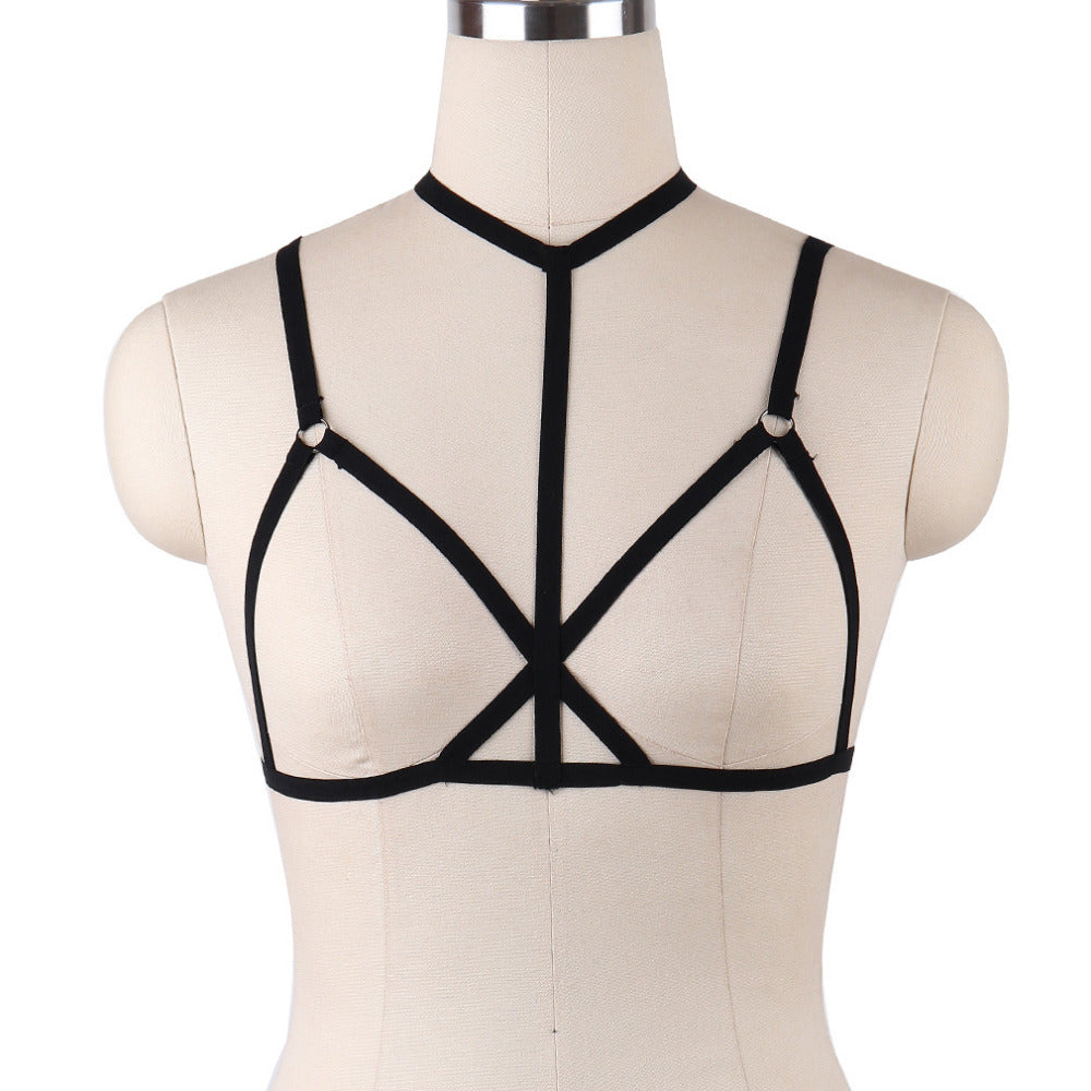 JLX.HARNESS Sexy Ladies Women Body Harness Bra Fetish Chest Bondage Lingerie Erotic Cage Bra Gothic Garter Belt Suspenders