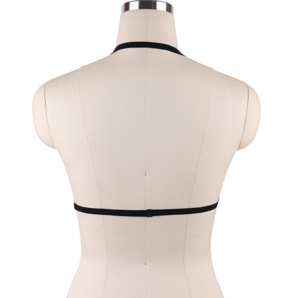 JLX.HARNESS Sexy Ladies Women Body Harness Bra Fetish Chest Bondage Lingerie Erotic Cage Bra Gothic Garter Belt Suspenders