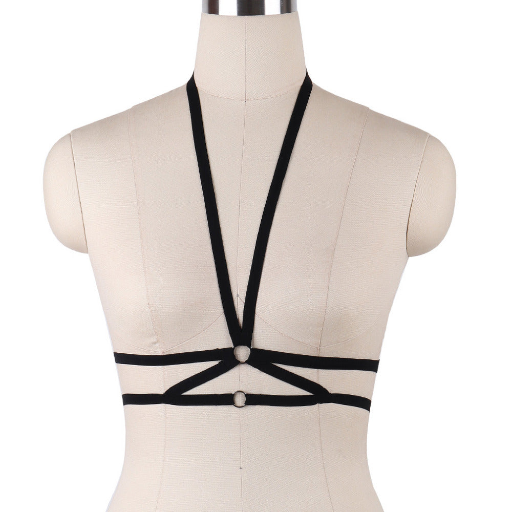 JLX.HARNESS Sexy Ladies Women Body Harness Bra Fetish Chest Bondage Lingerie Erotic Cage Bra Gothic Garter Belt Suspenders