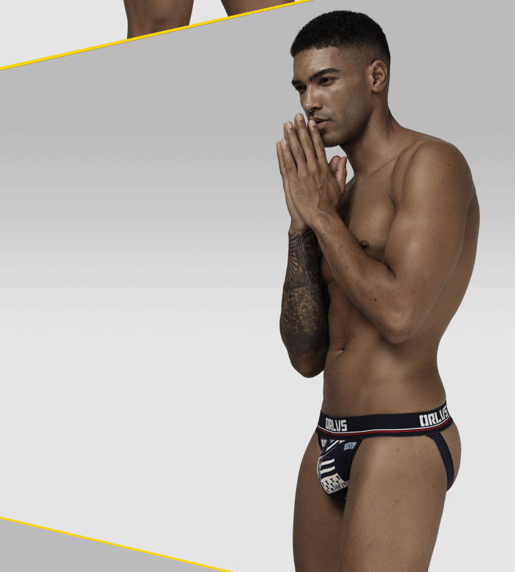 ORLVS Brand sexy gay jockstrap men thongs male underwear cueca tanga quick dry ropa interior hombre gay breathable sissy panties