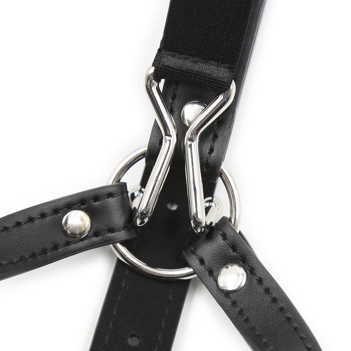 Bdsm Bondage Harness Strap Head Belts with Silicone Hollow Mouth Gag Ball and Nose Hook for Fetish Slave Role Play Sex Toys
