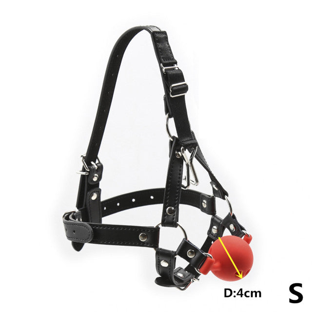 Bdsm Bondage Harness Strap Head Belts with Silicone Hollow Mouth Gag Ball and Nose Hook for Fetish Slave Role Play Sex Toys