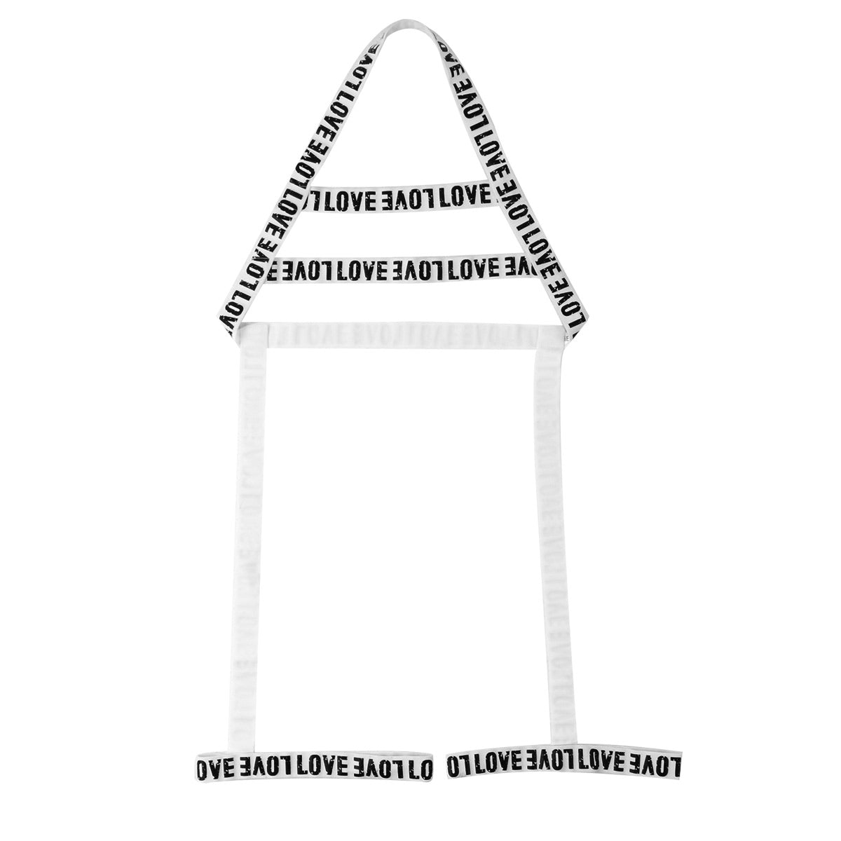MSemis Men Gay Lingerie Letters Print Straps Halter Neck Body Open Chest Harness Belt Leg Garter Straps for Cosplay Club Costume