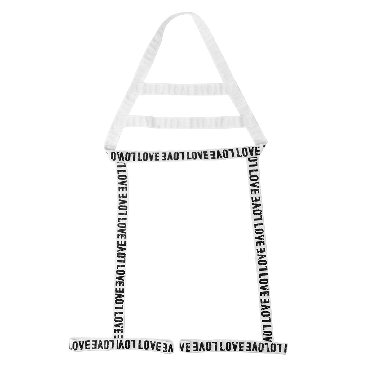 MSemis Men Gay Lingerie Letters Print Straps Halter Neck Body Open Chest Harness Belt Leg Garter Straps for Cosplay Club Costume