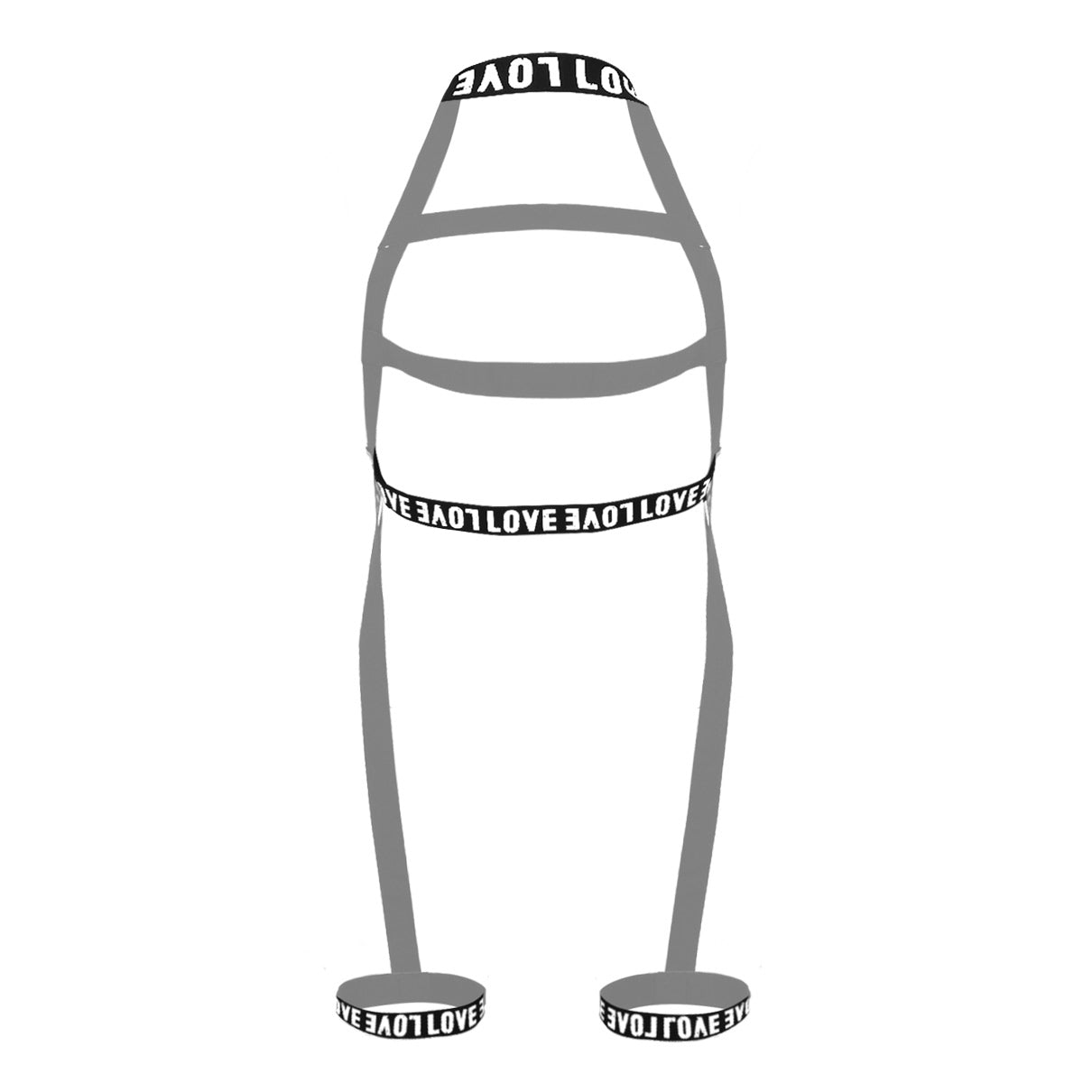 MSemis Men Gay Lingerie Letters Print Straps Halter Neck Body Open Chest Harness Belt Leg Garter Straps for Cosplay Club Costume