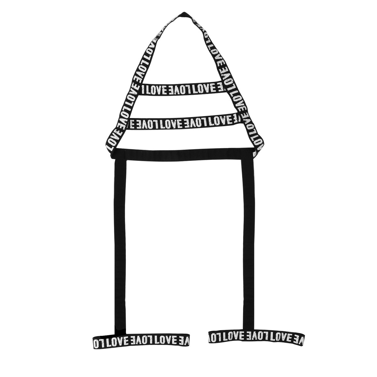 MSemis Men Gay Lingerie Letters Print Straps Halter Neck Body Open Chest Harness Belt Leg Garter Straps for Cosplay Club Costume